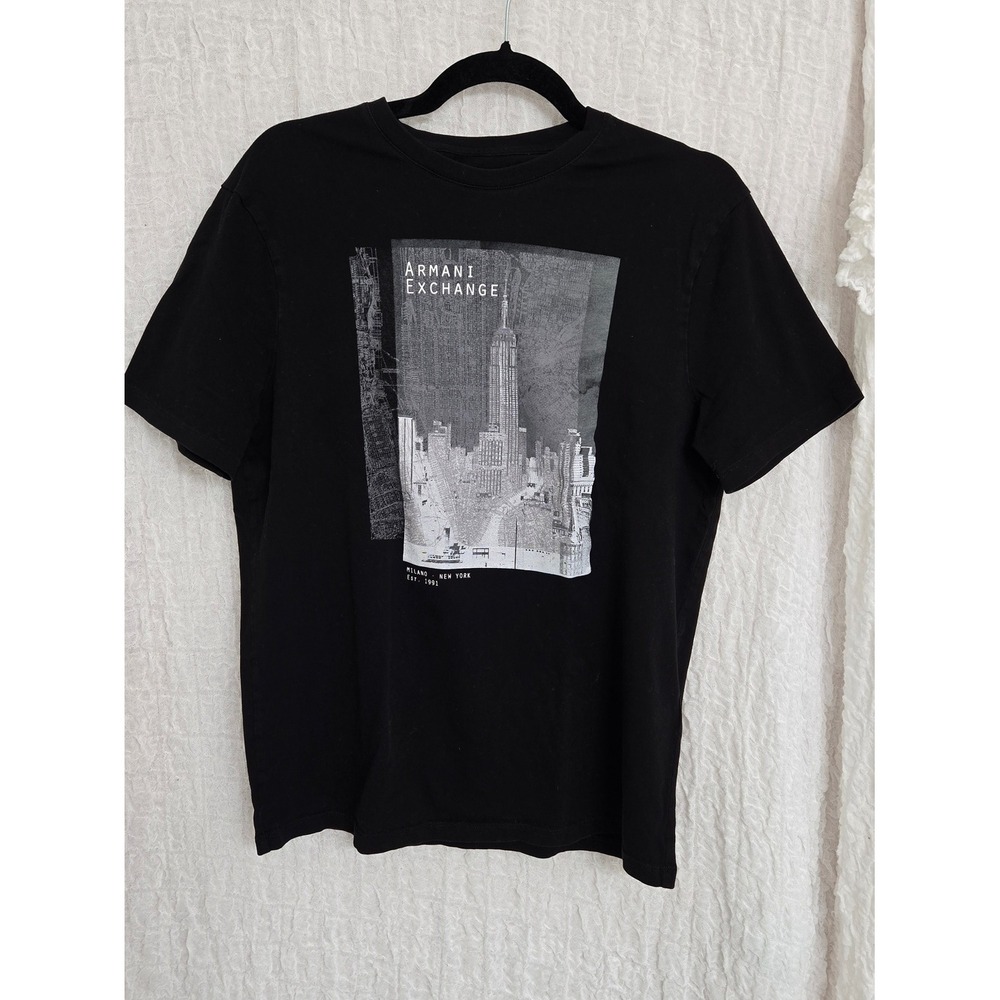 Armani Exchange Black Crewneck Tee with Subtle Logo
